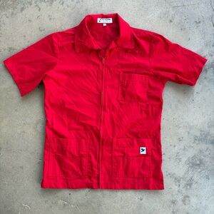 Dove Professional Apparel Red Zip Top Scrub Shirt Women’s Large Full Zip